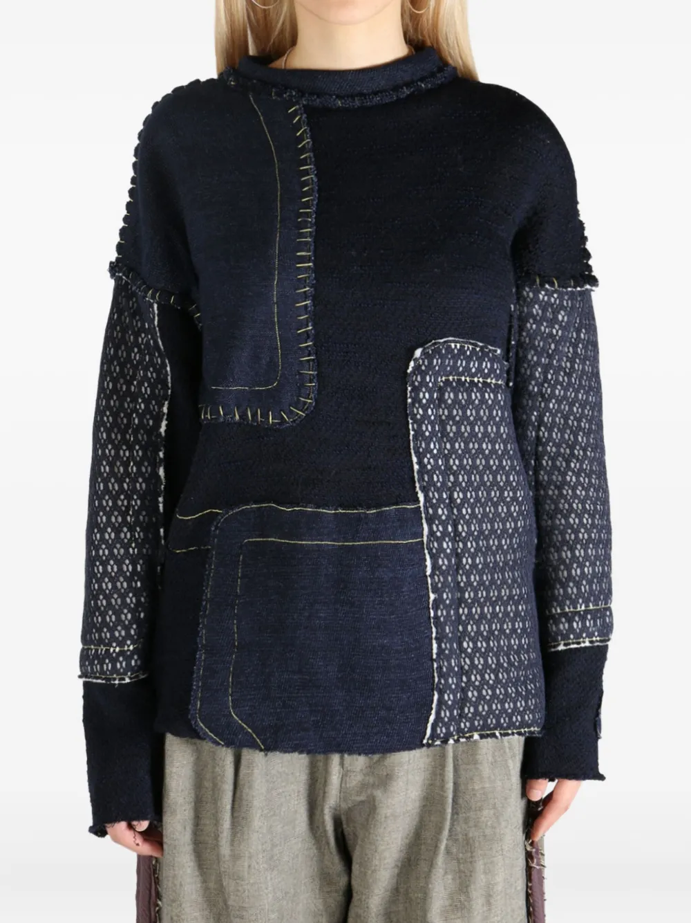 COMMUNS patchwork long-sleeve top | azul | Image 1