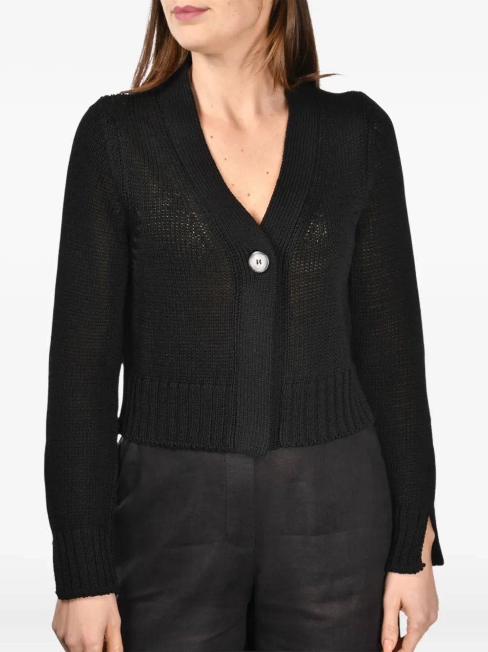 button-fastening knitted cardigan