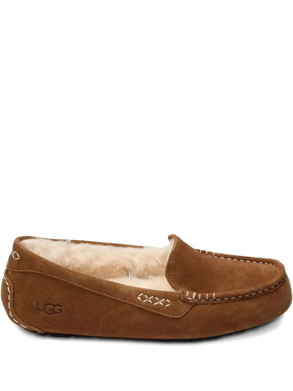 Ugg Ansley Suede Mocassin Slippers In Brown