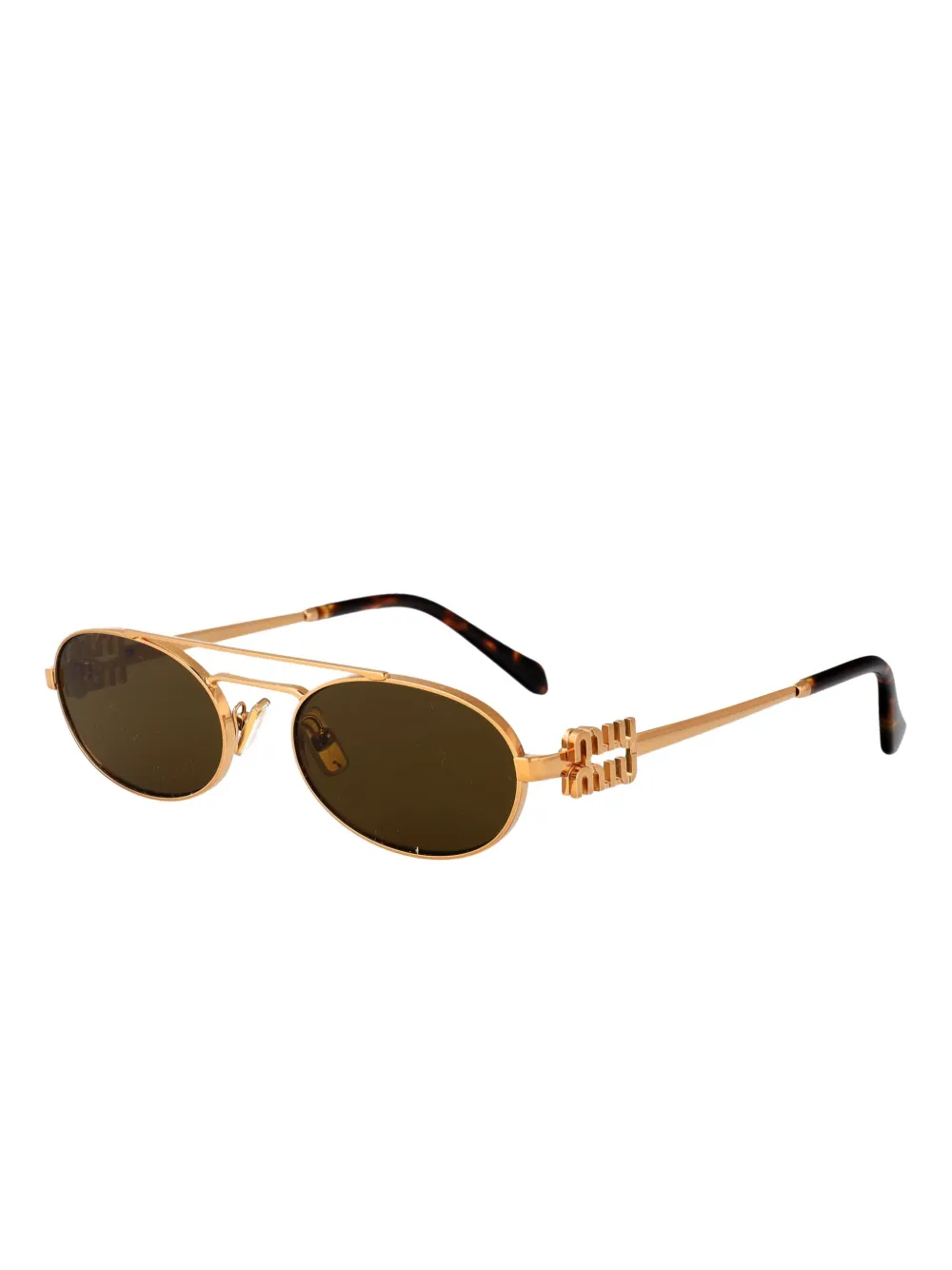Miu Eyewear Zonnebril met ovalen montuur Goud