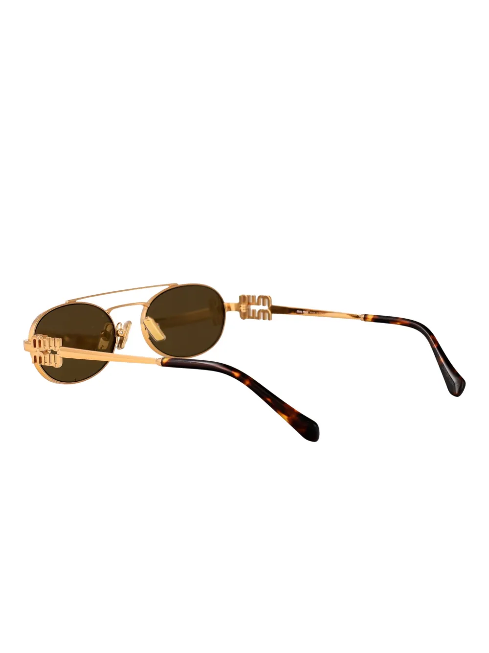 Miu Eyewear Zonnebril met ovalen montuur Goud