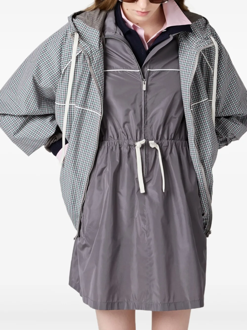 Miu Miu checked bomber jacket | Grau | Image 1