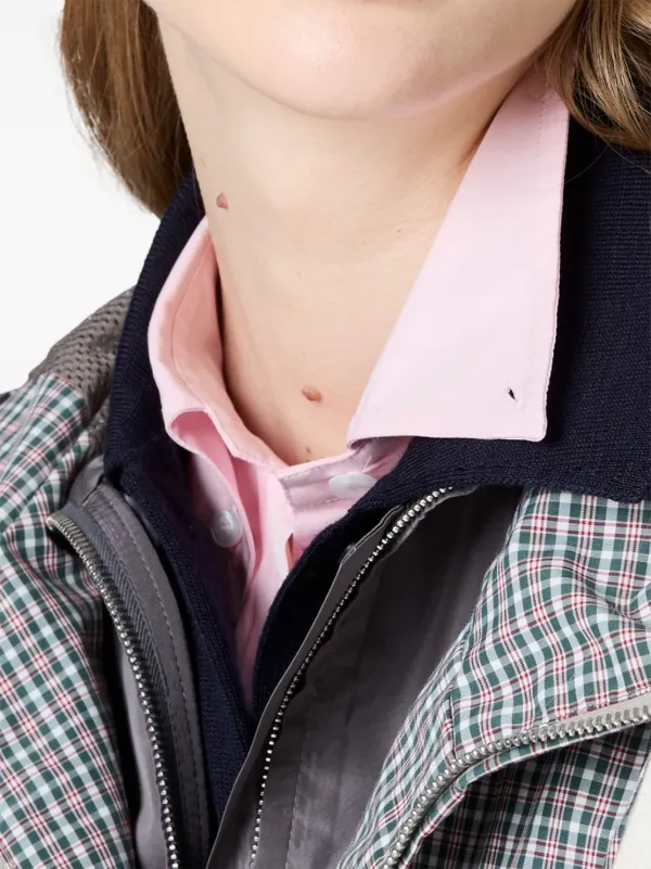 Miu Miu Checked Bomber Jacket | Grey | FARFETCH HK