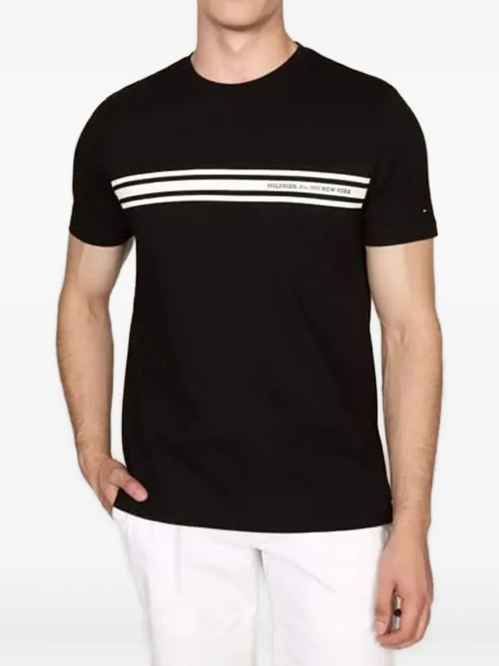 Tommy Hilfiger stripe-detail T-shirt | Black | Image 1