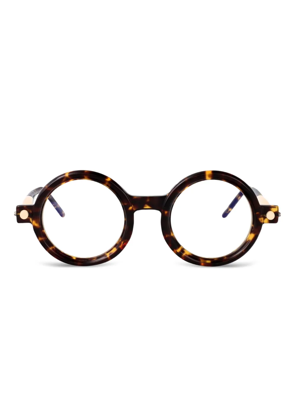 Kuboraum Zonnebril met rond montuur en schildpadschild design Bruin