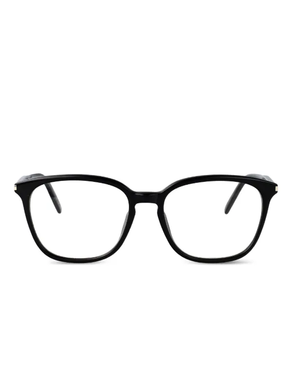 Saint Laurent Eyewear スクエア眼鏡フレーム | ブラック | FARFETCH JP