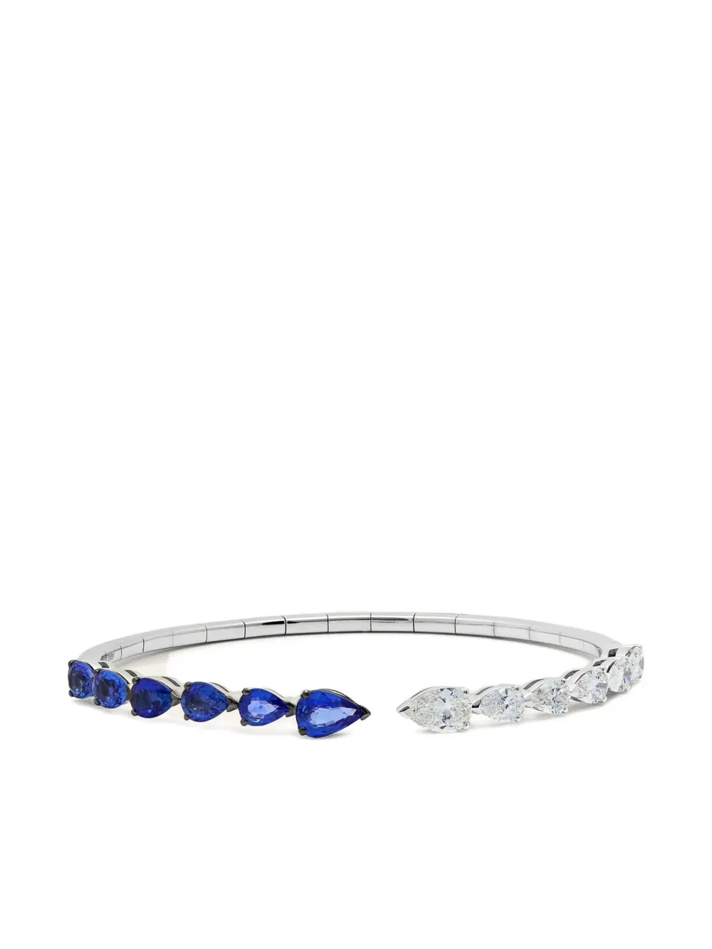 Jewels Aficionado 18K white gold diamond and sapphire bangle bracelet Jewels Aficionado 18K white gold diamond and sapphire bangle bracelet