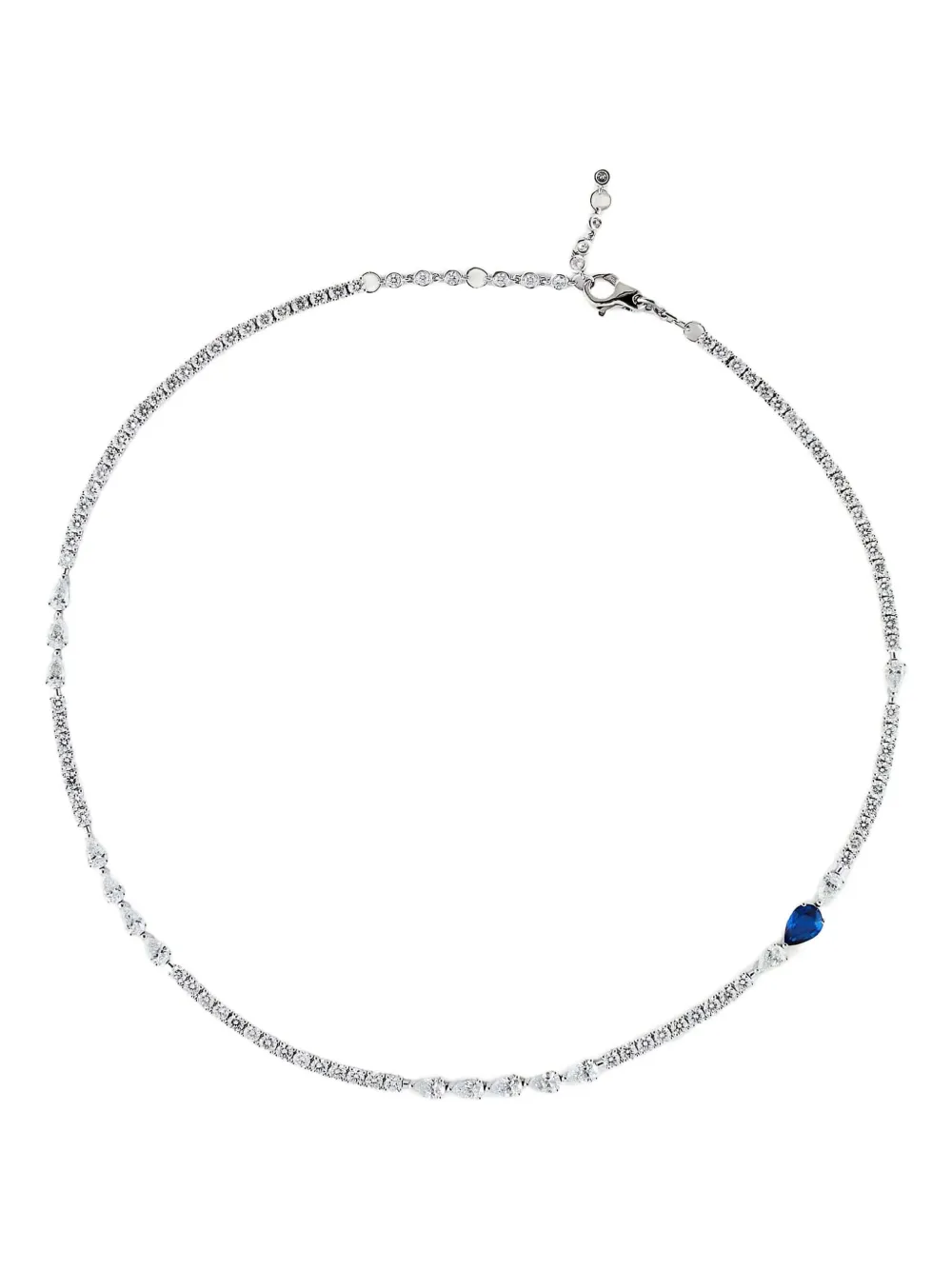 Jewels Aficionado 18K white gold diamond and sapphire necklace - Jewels Aficionado 18K white gold diamond and sapphire necklace -