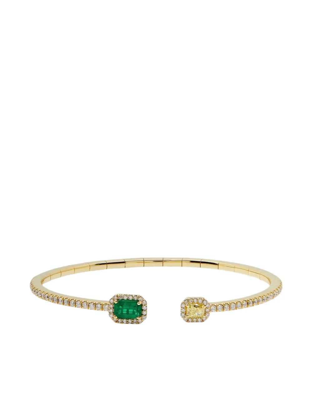 Jewels Aficionado 18K yellow gold diamond and emerald bangle bracelet Jewels Aficionado 18K yellow gold diamond and emerald bangle bracelet