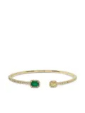Jewels Aficionado 18K yellow gold diamond and emerald bangle bracelet