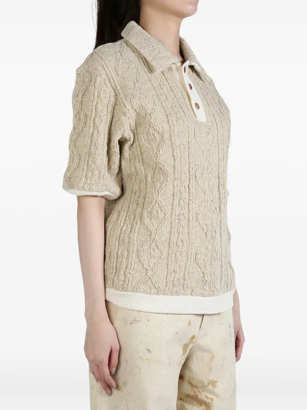 Shop Communs Textured Cable-knit Polo Top