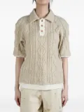 COMMUNS textured cable-knit polo top - Neutrals