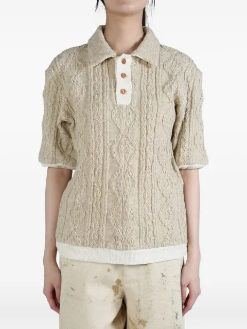 COMMUNS textured cable-knit polo top