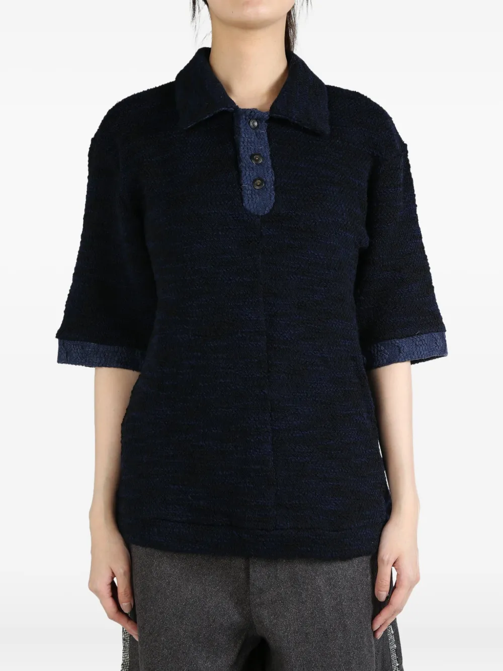 textured knit polo shirt