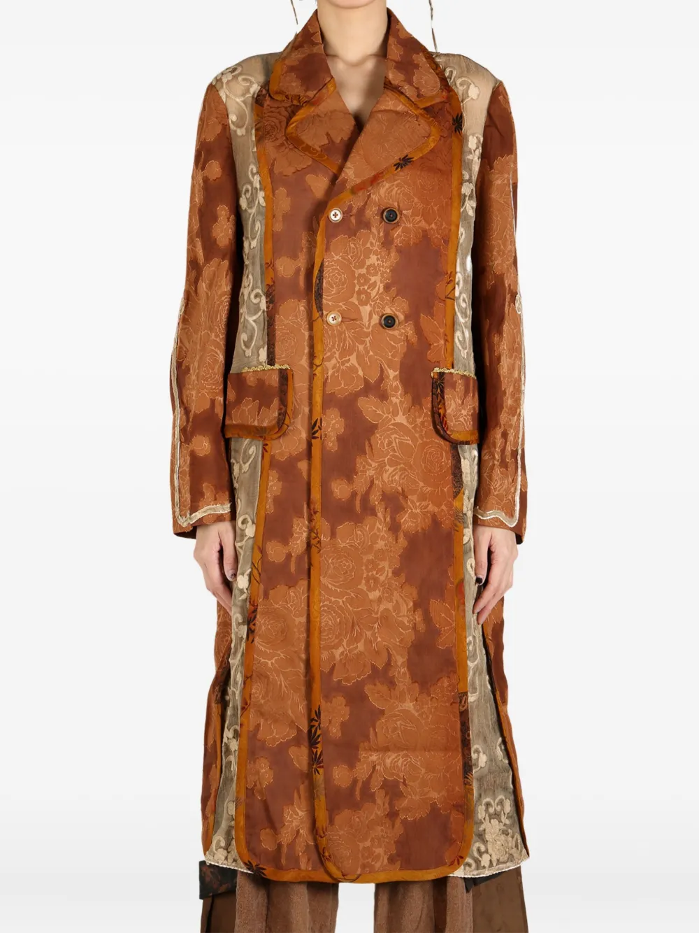 Shop Communs Floral-jacquard Double-breasted Coat