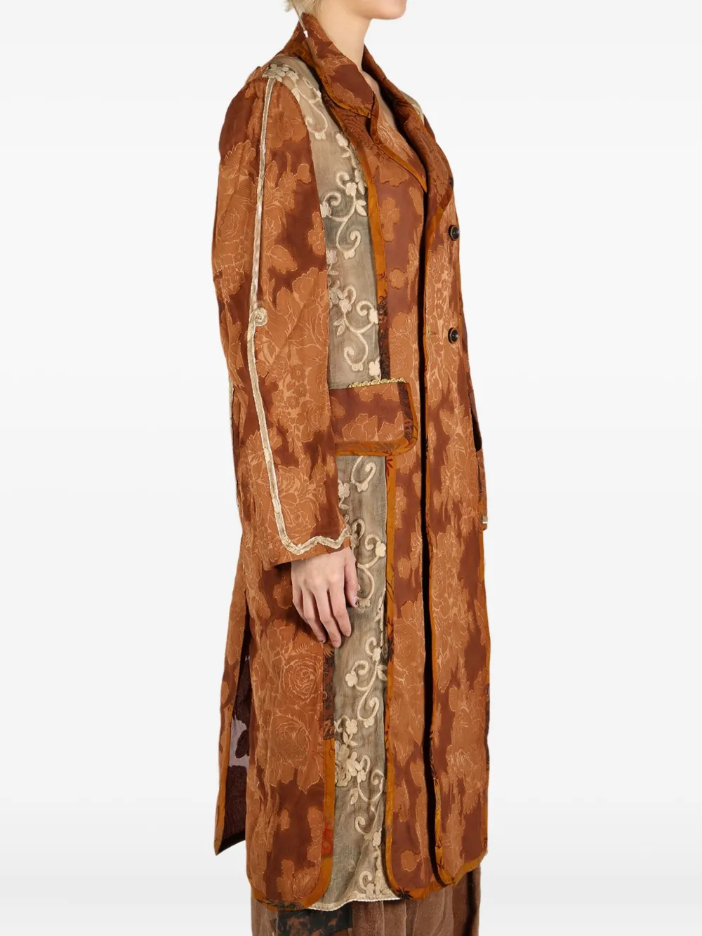 Shop Communs Floral-jacquard Double-breasted Coat