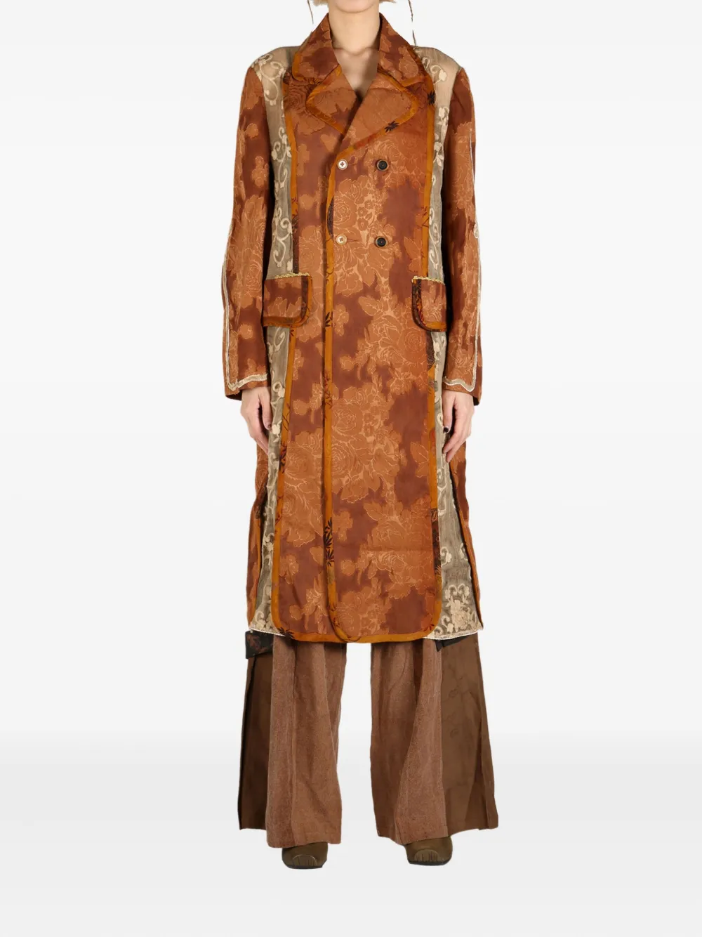 Shop Communs Floral-jacquard Double-breasted Coat