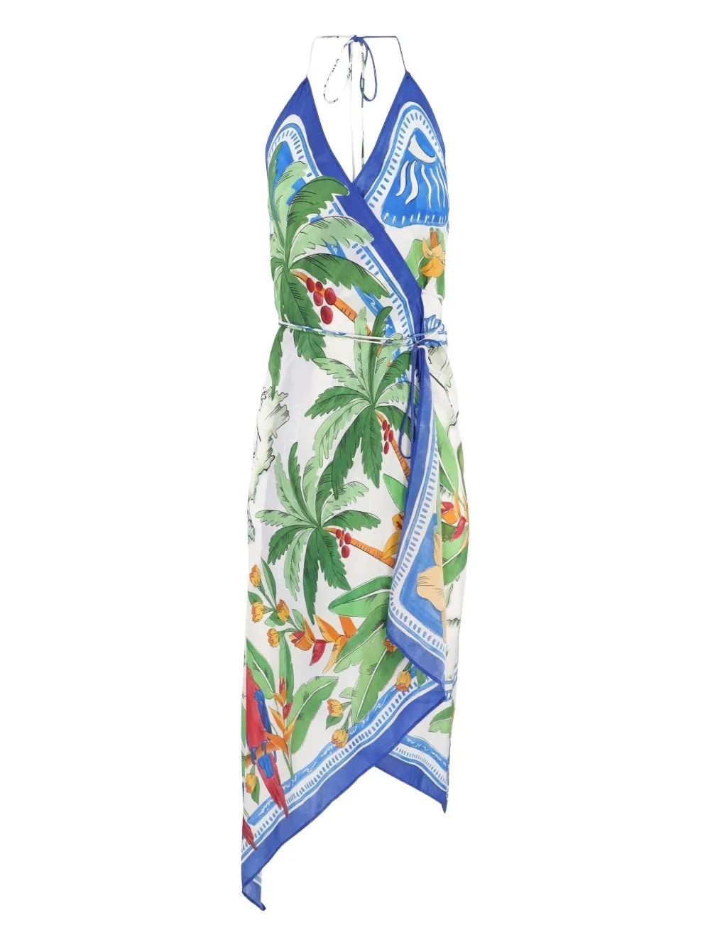 FARM Rio tropical-print wrap dress - ブルー FARM Rio tropical-print wrap dress - ブルー