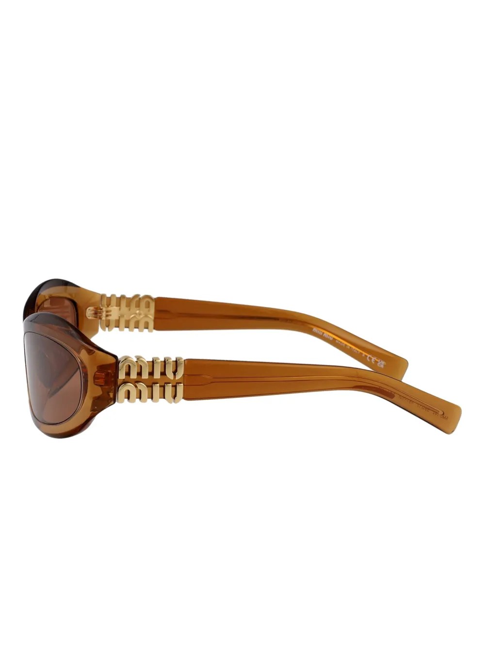 Miu Eyewear Zonnebril met schild montuur Bruin