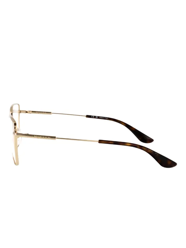 Alexander McQueen Fine Geometric Metal Frame Alexander McQueen AM0338O 002 Geometric Silver Eyeglasses  main image 4