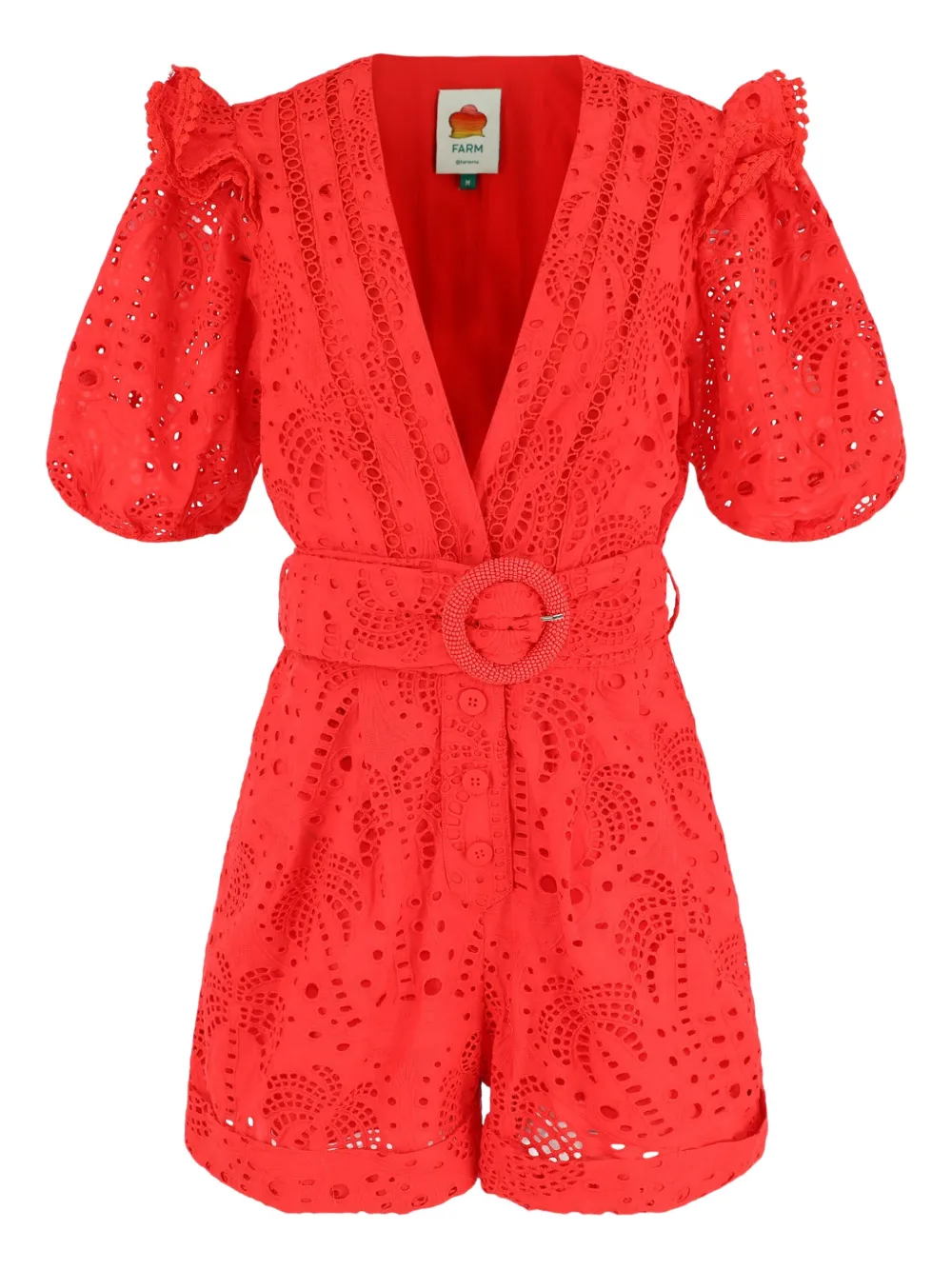 Farm Rio Broderie-anglaise Puff-sleeve Playsuit