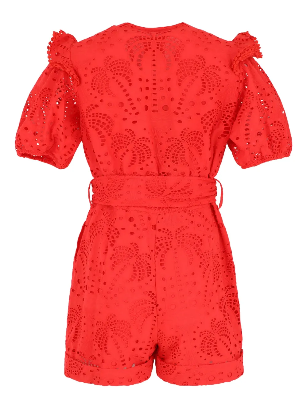 FARM Rio Broderie anglaise playsuit met pofmouwen - Rood