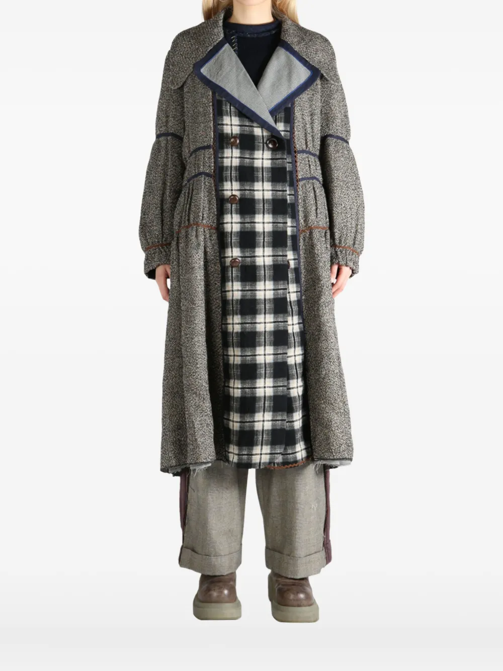 COMMUNS checked wool coat | Grey | Image 1