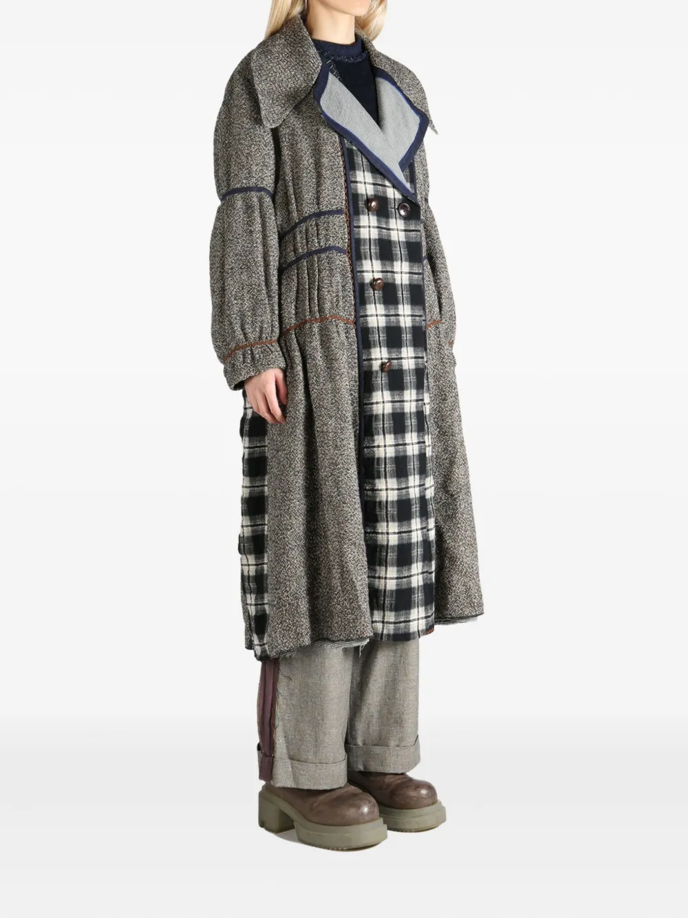 Shop Communs Checked Wool Coat