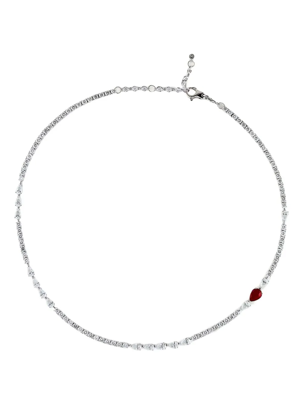 Jewels Aficionado 18K white gold diamond and ruby necklace - シルバートーン Jewels Aficionado 18K white gold diamond and ruby necklace - シルバートーン