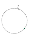 Jewels Aficionado 18K white gold Tennis diamond and emerald necklace - Silver