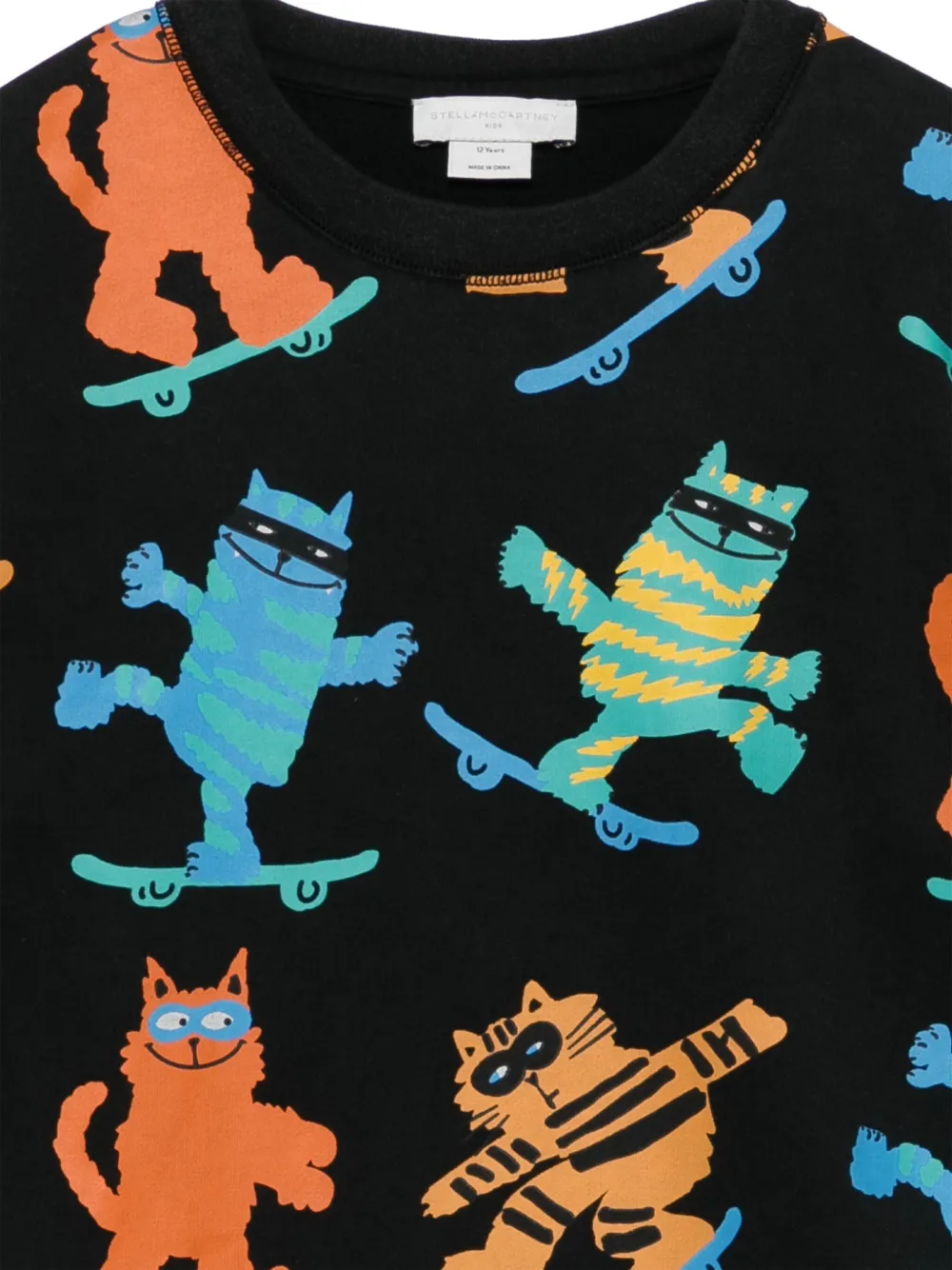 Stella McCartney Kids Sweater met kattenprint Zwart