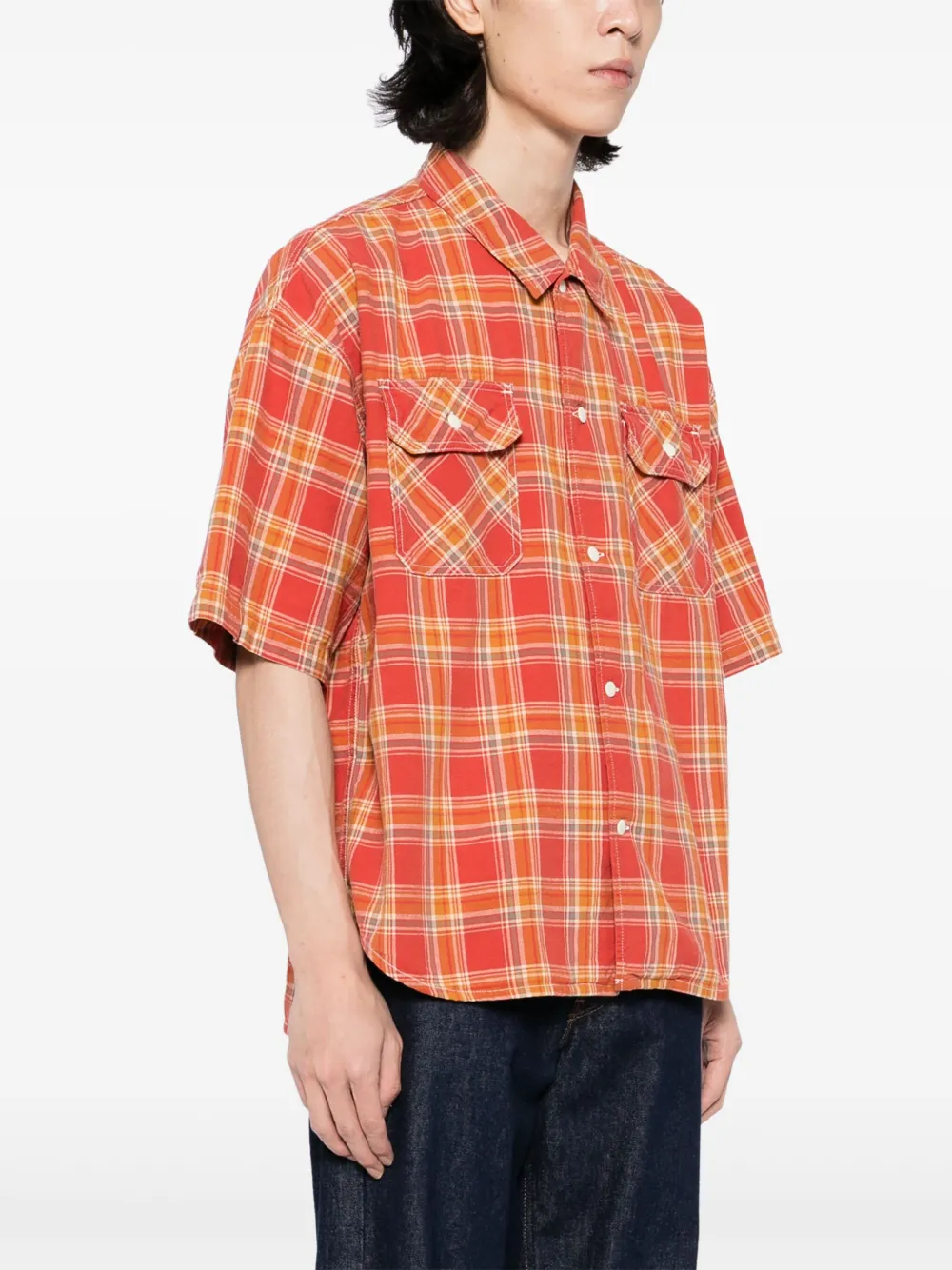 Remi Relief Rayon twill-check Shirt | Red | FARFETCH