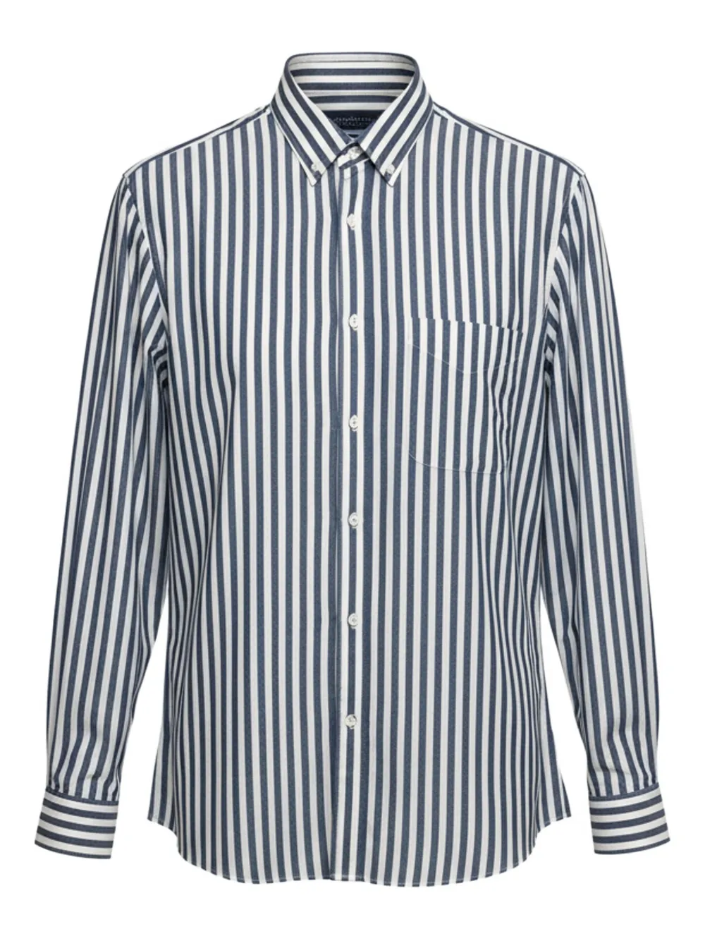 Brunello Cucinelli striped pocket shirt - Blu