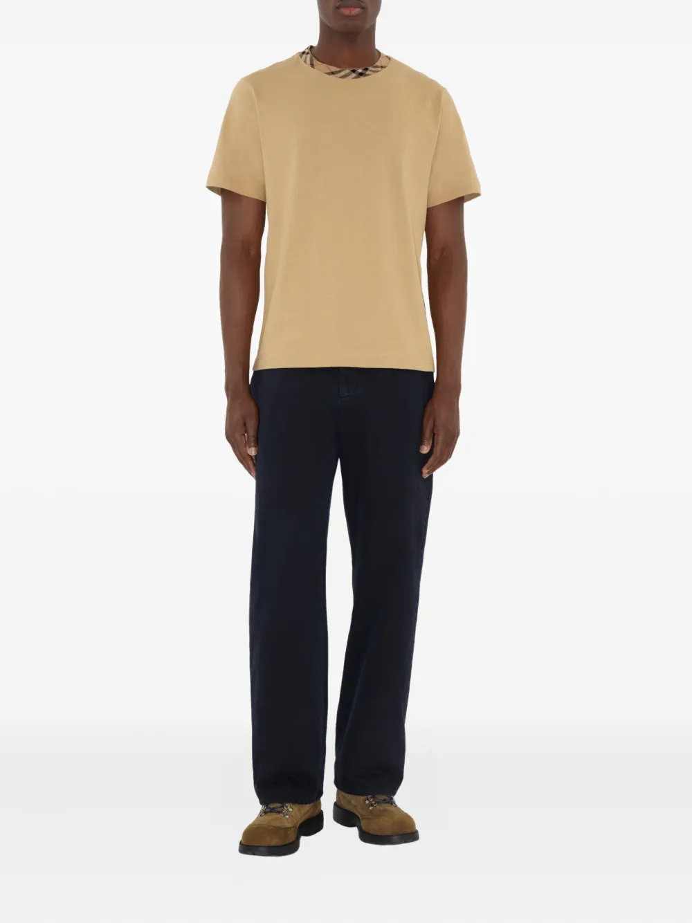 Burberry Check-trim cotton T-shirt - Beige