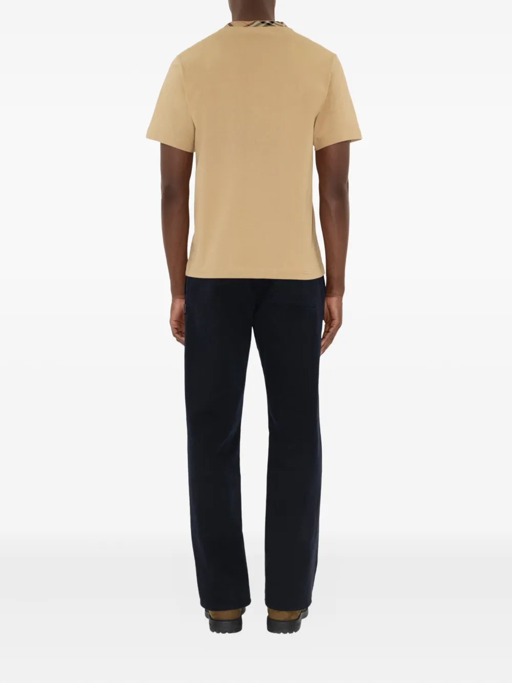 Burberry Katoenen T-shirt met geruite afwerking Beige