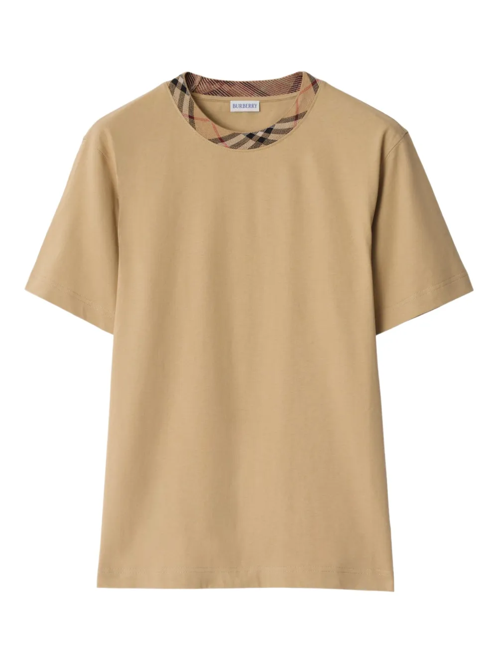 Burberry Katoenen T-shirt met geruite afwerking Beige