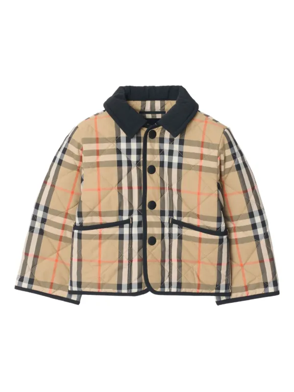 ★BURBERRYキルティングジャケットノバチェックキッズ110 Burberry Kids チェック キルティングジャケット | ニュートラル