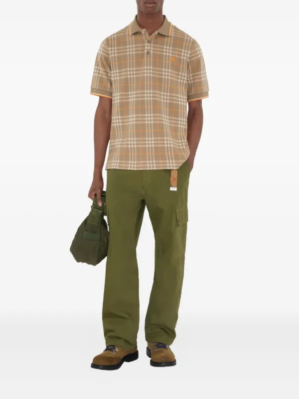 Burberry Checked Cotton Polo Shirt | Neutrals | FARFETCH