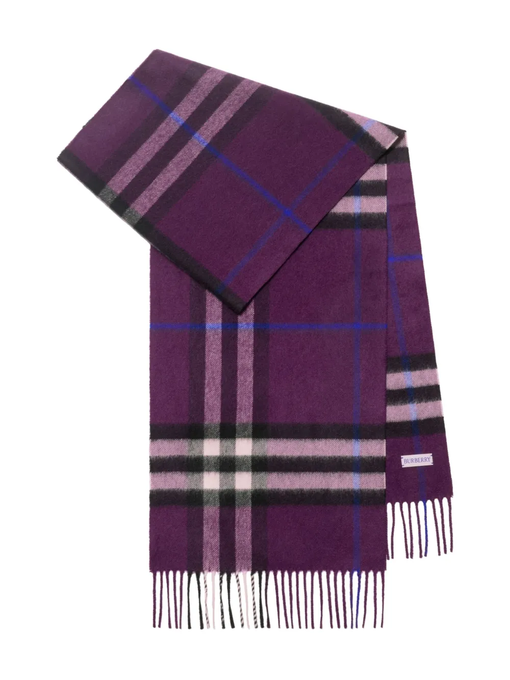 Burberry checked cashmere scarf Paars