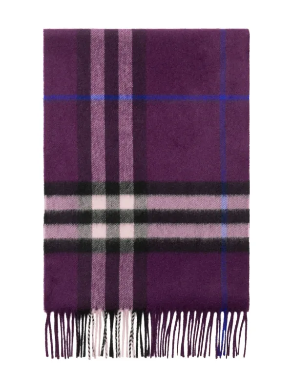 Burberry Checked Cashmere Scarf | Purple | FARFETCH UK