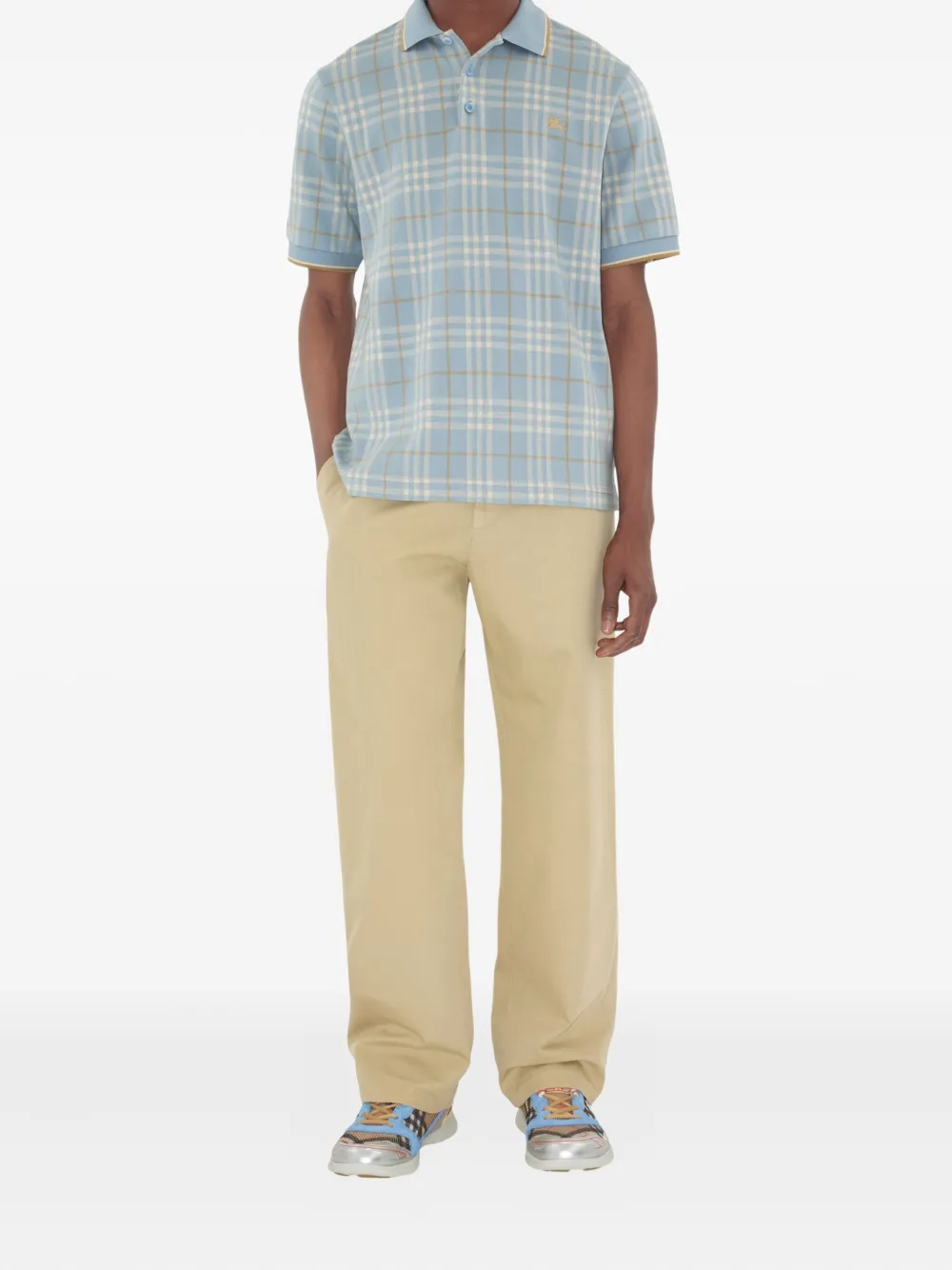 Burberry Geruit katoenen poloshirt Blauw