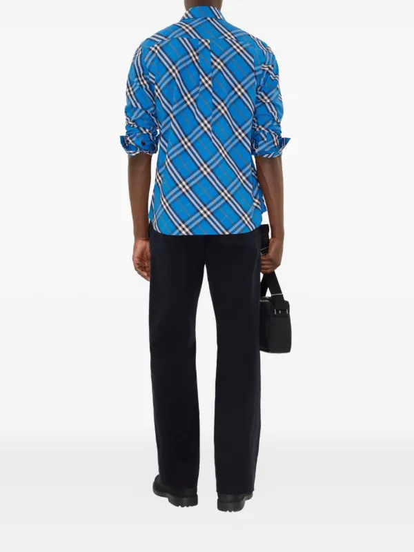 Burberry Checked Cotton Shirt | Blue | FARFETCH