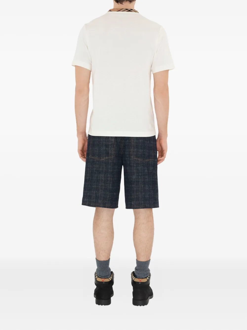 Burberry Katoenen T-shirt met geruite afwerking Wit