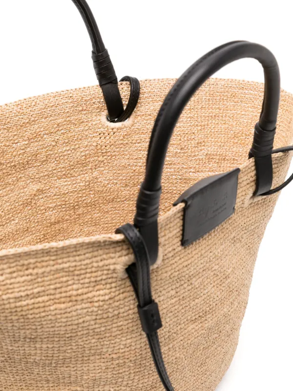 サラ         agnès b. MADAGASCAR RAFFIA red square raffia tote bag