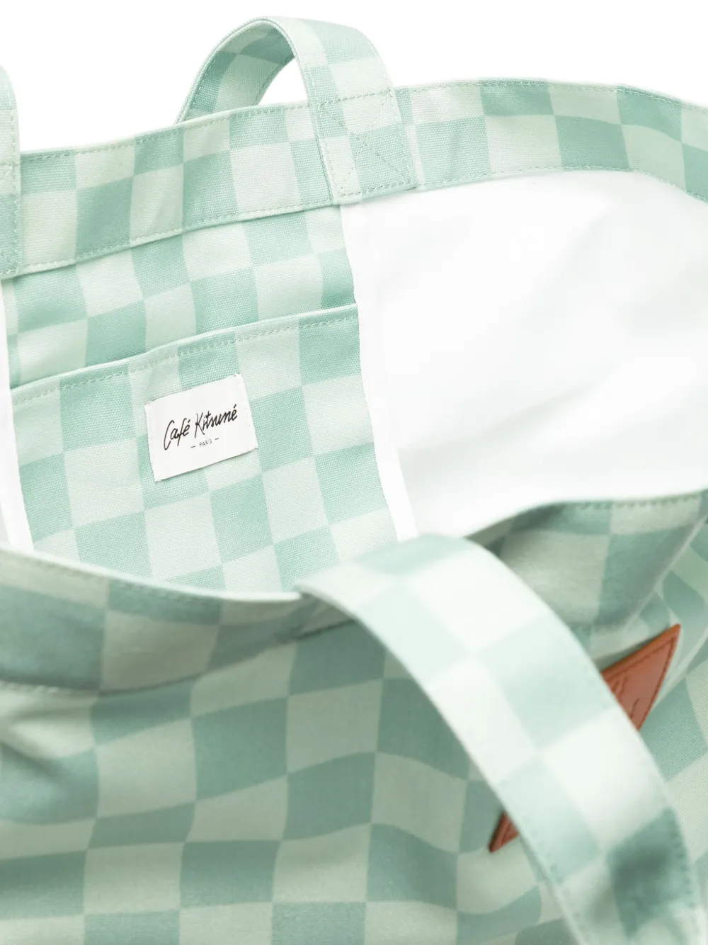 CAFÉ KITSUNÉ Maxi geruite shopper Groen