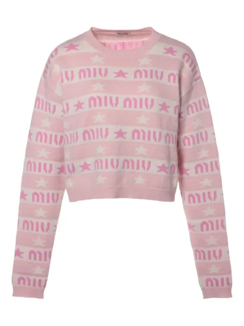 Miu Miu Pre-Owned logo-jacquard sweater