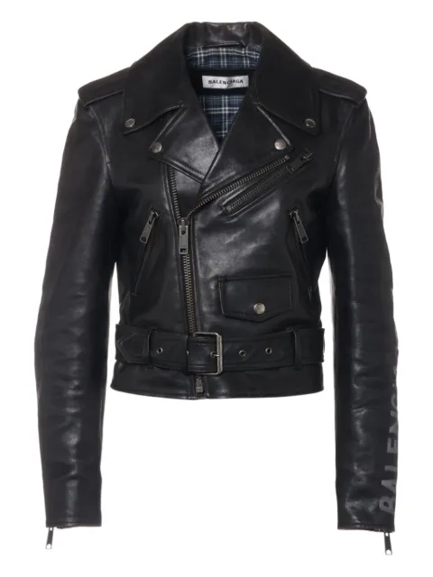 Balenciaga Pre-Owned logo-print leather jacket 
