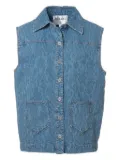 CHANEL Pre-Owned Camellia denim vest - Blue