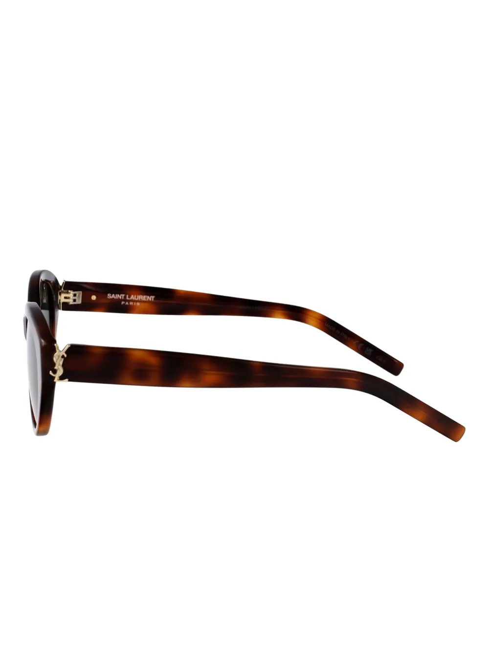 Saint Laurent Eyewear Zonnebril met logoplakkaat Bruin