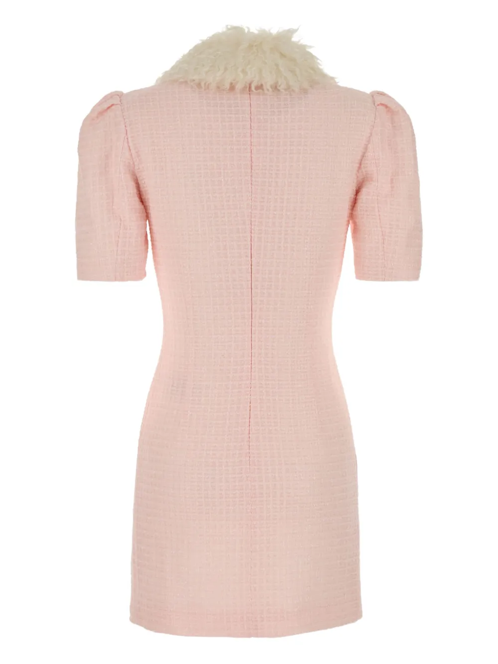 Alessandra Rich fur-collared mini dress - Roze